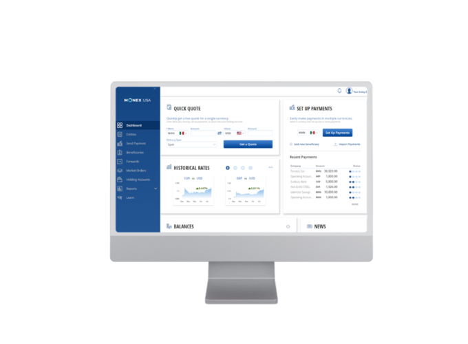 Monex Online payment tracking dashboard